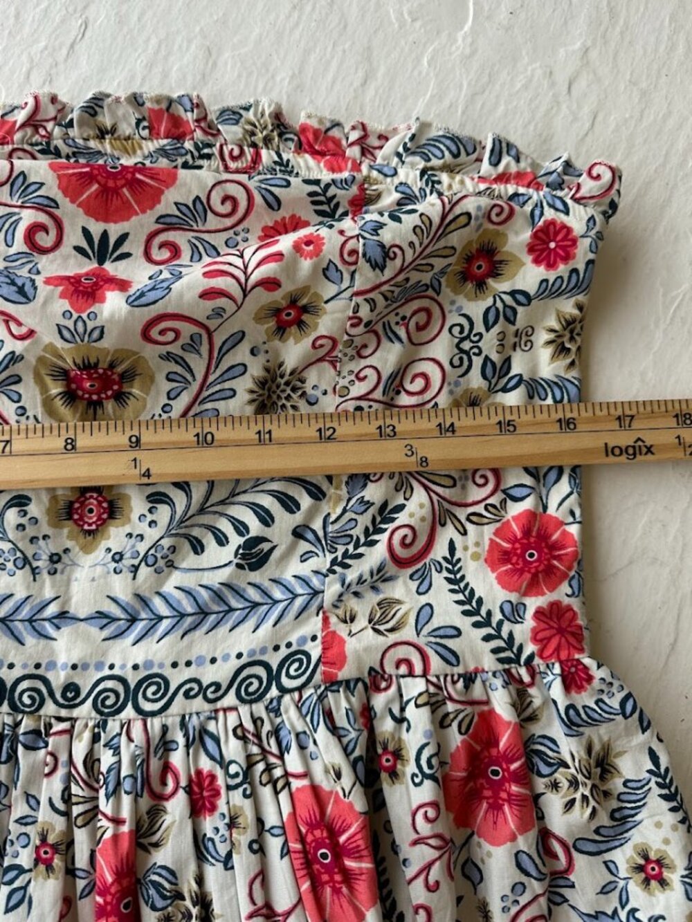 Anthropologie Forever That Girl Strapless Mini Dress L Floral Ruffle Boho - Picture 12 of 13